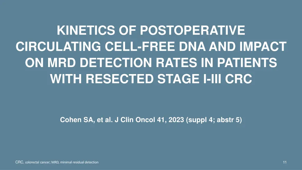 kinetics of postoperative circulating cell free