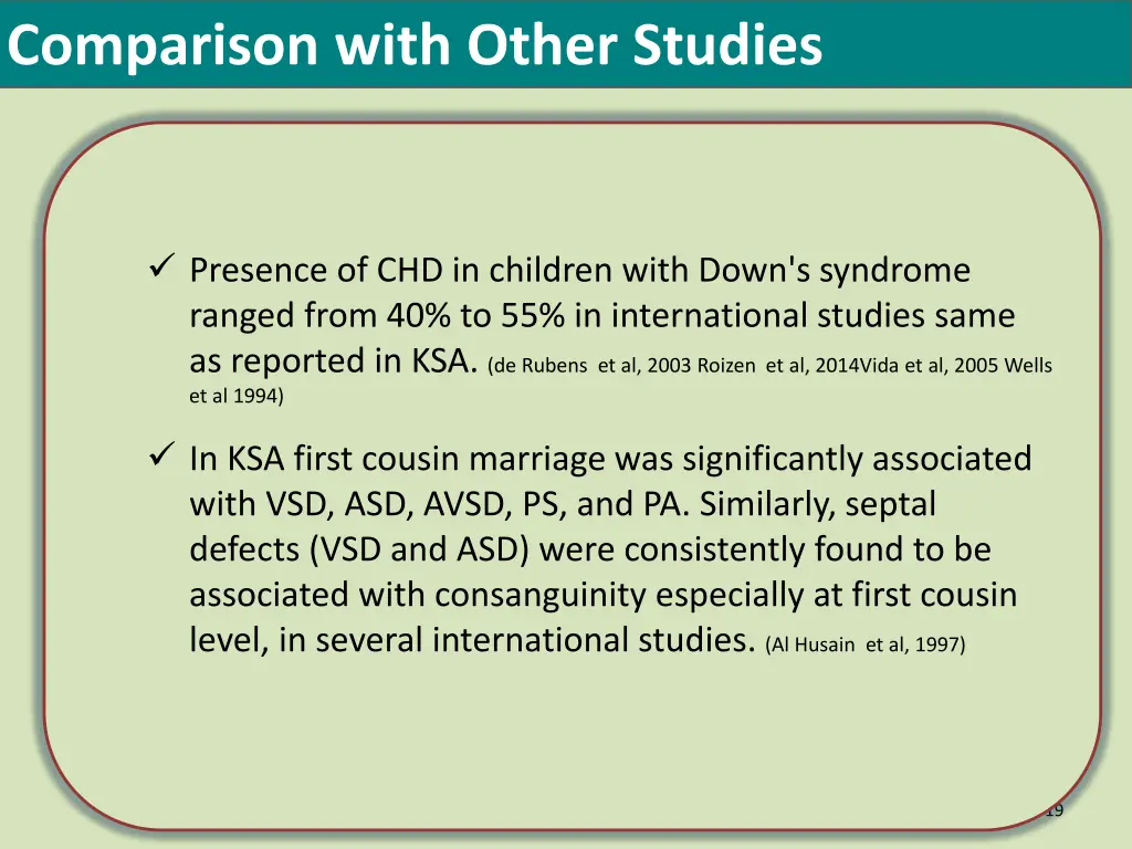 comparison with other studies 1