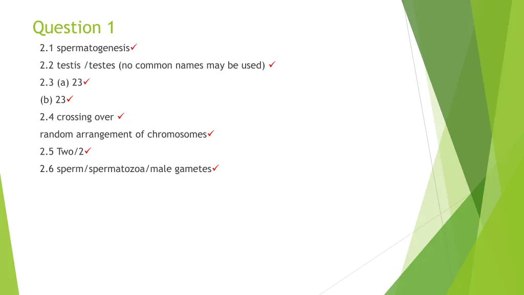 question 1 2 1 spermatogenesis