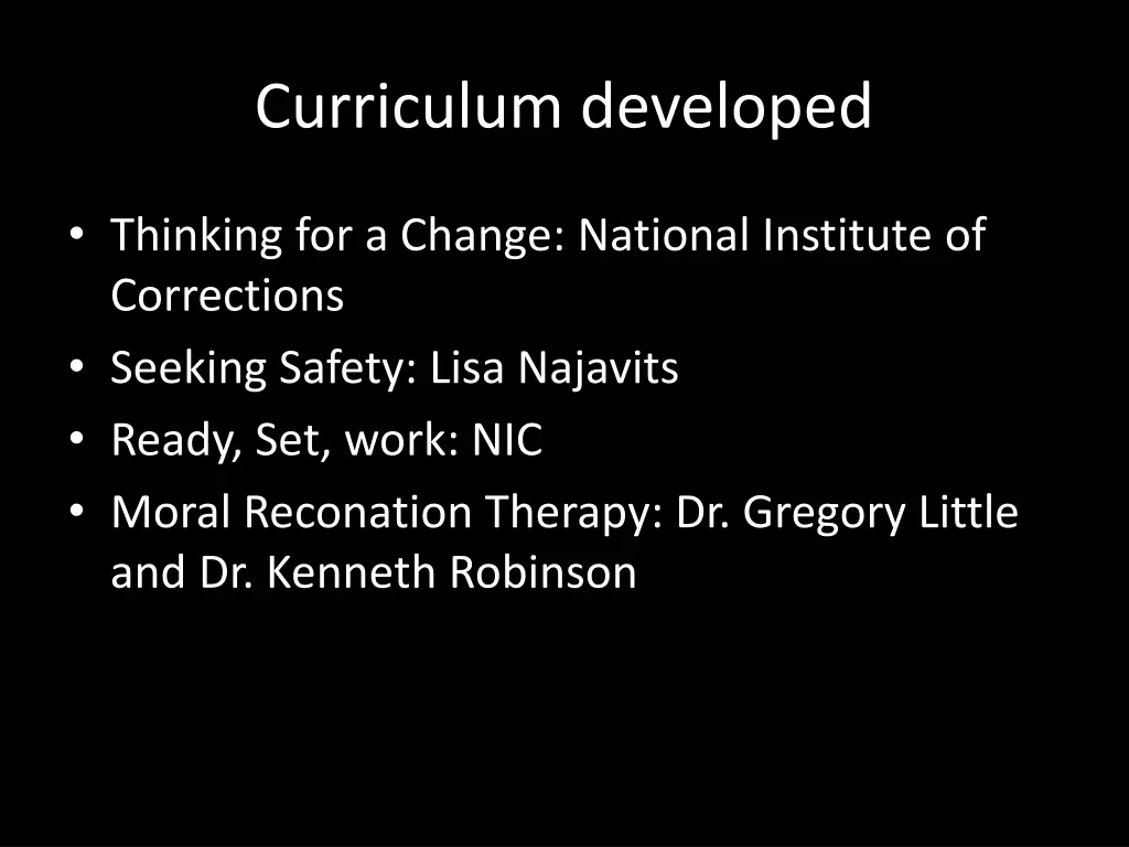 curriculum developed