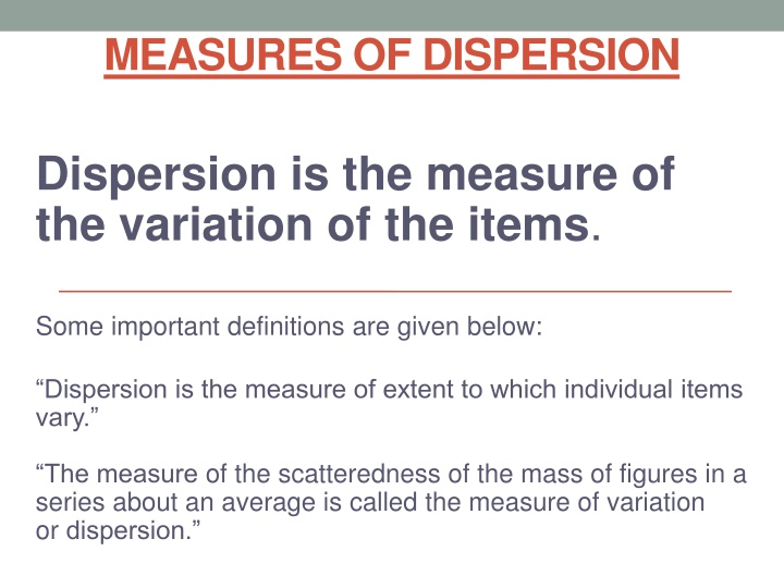 measures of dispersion