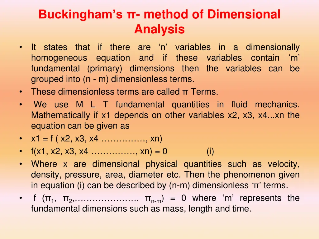 buckingham s method of dimensional analysis