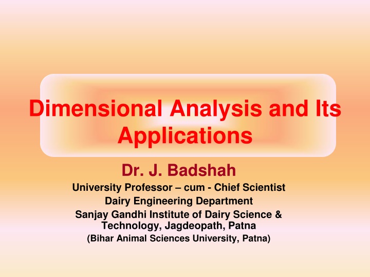 dimensional analysis and its applications