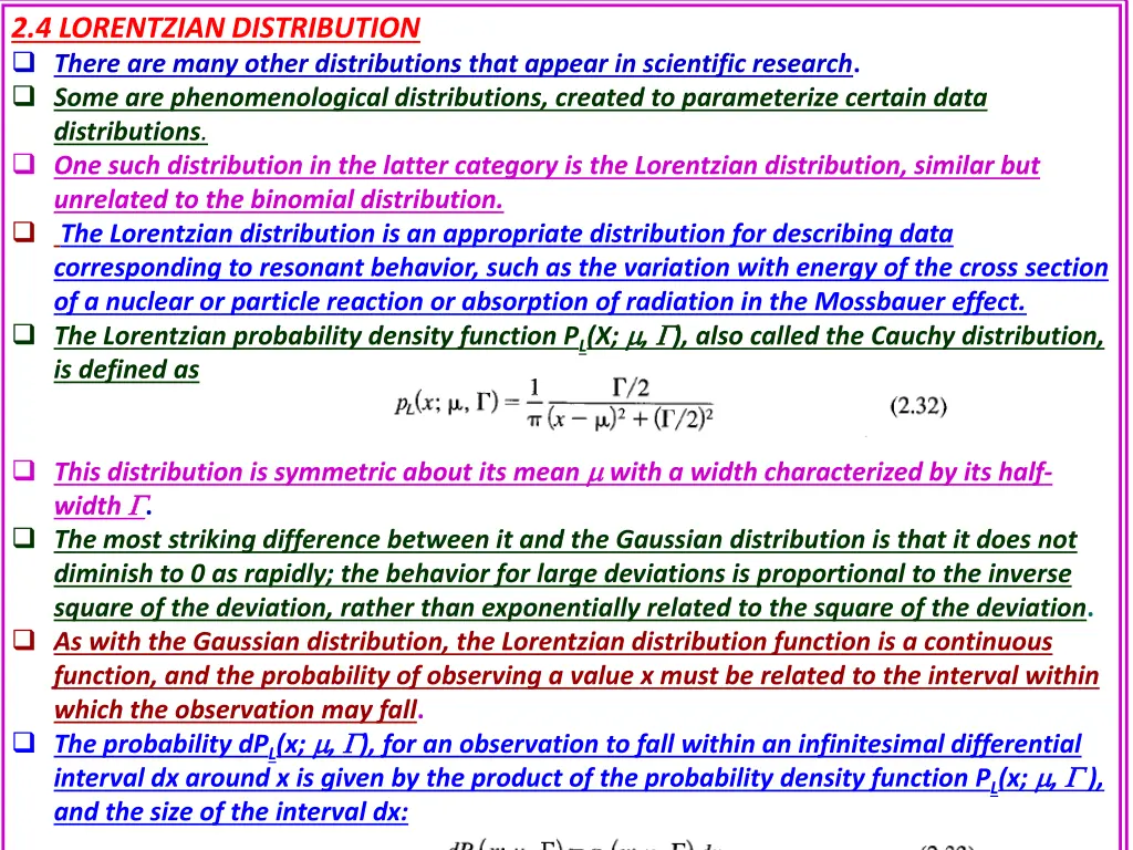2 4 lorentzian distribution there are many other 1