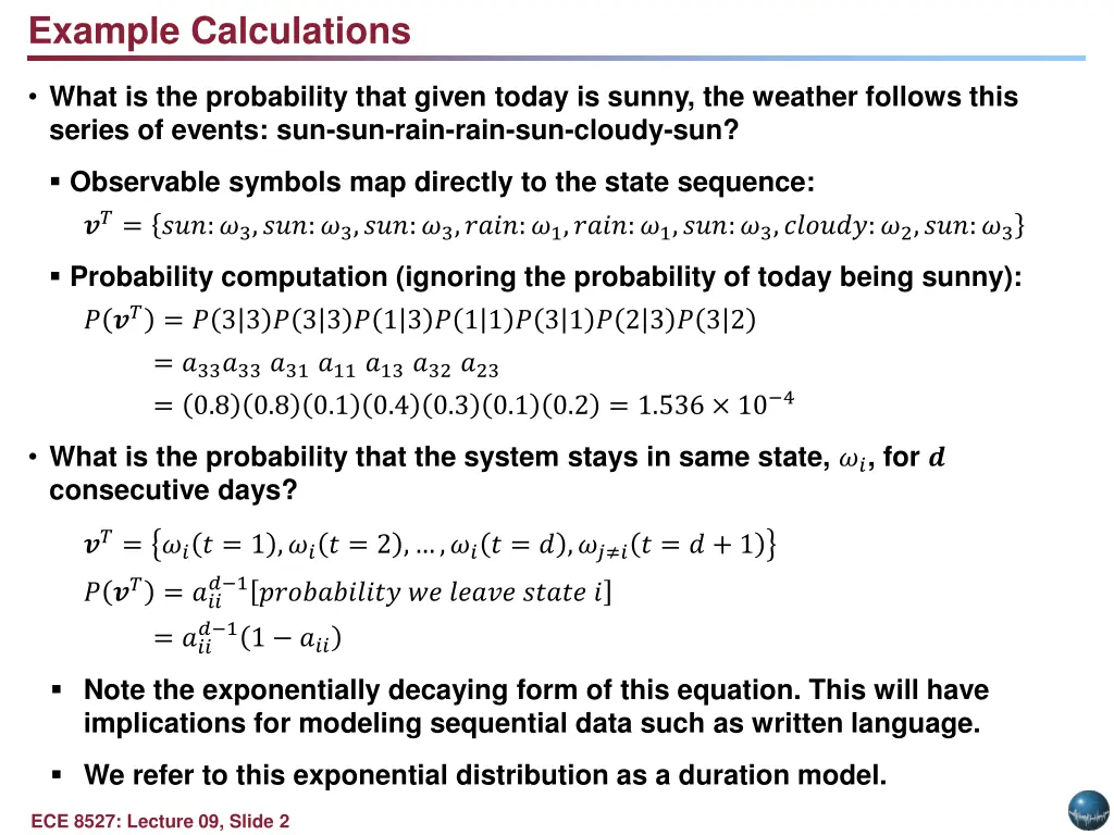 example calculations