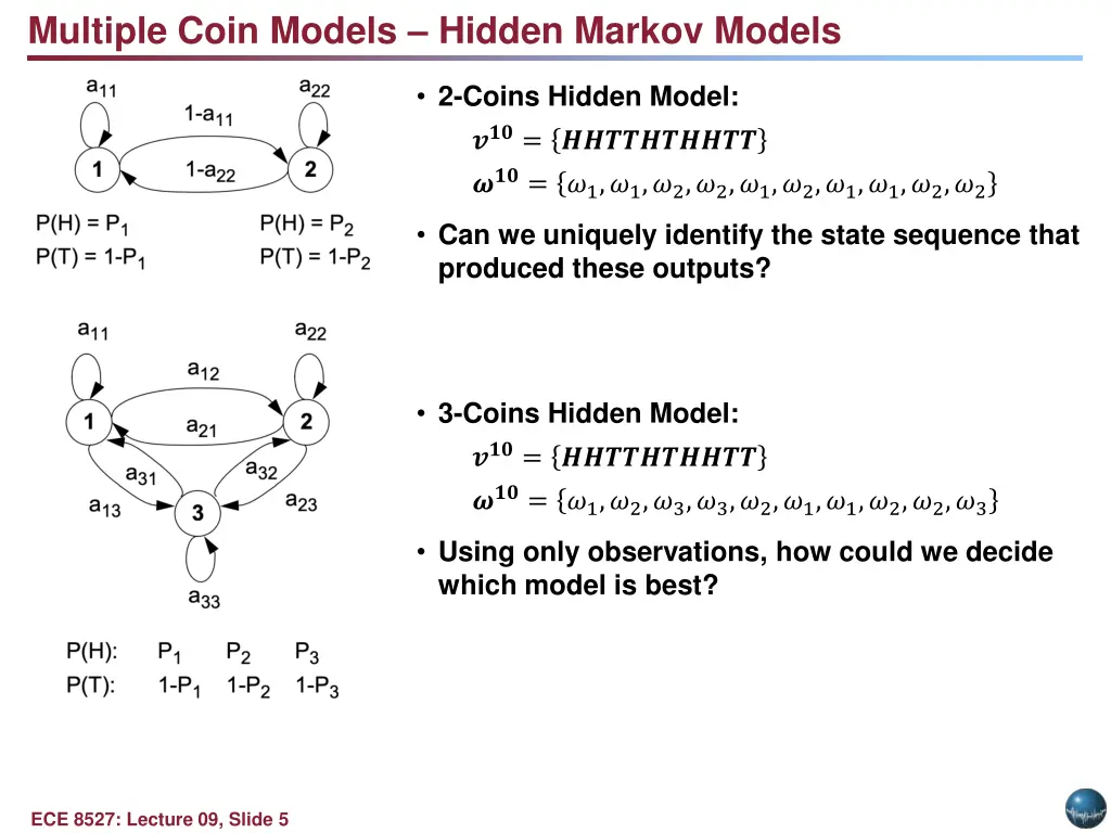 multiple coin models hidden markov models