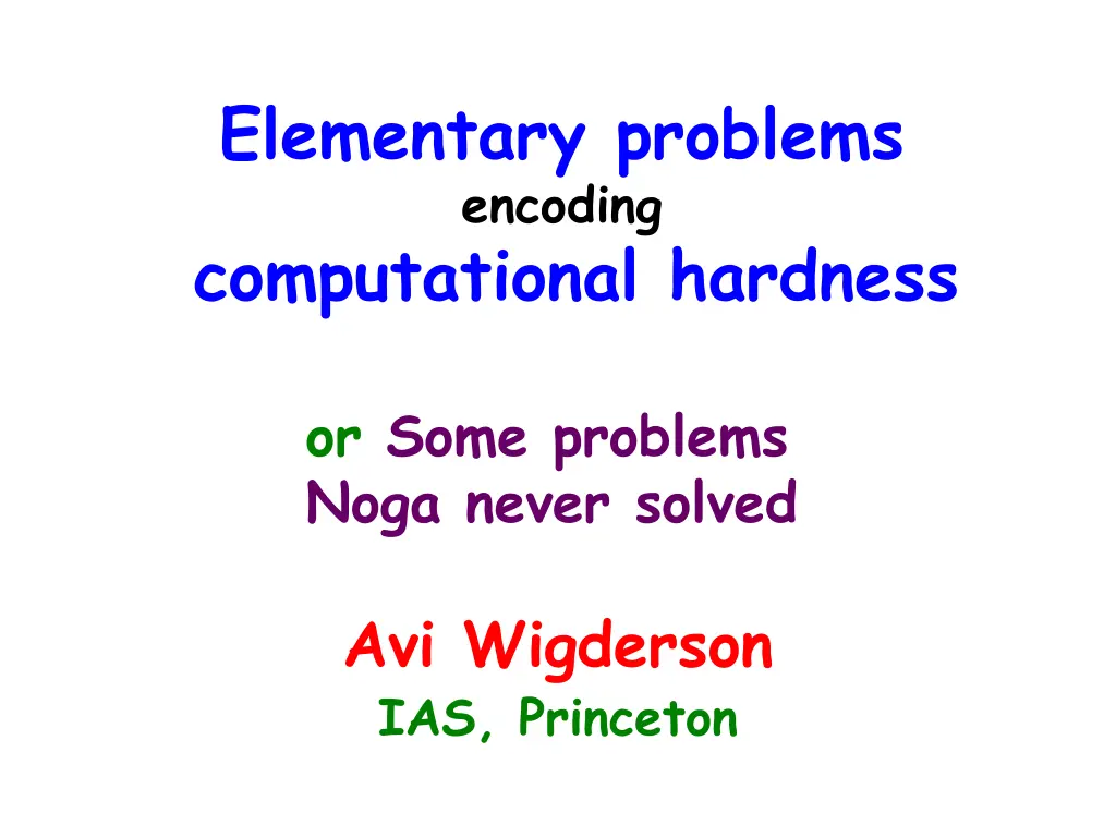 elementary problems encoding computational
