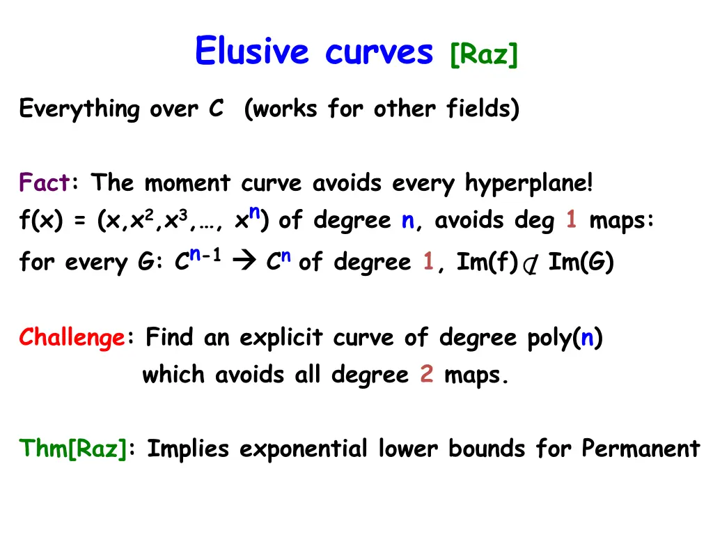 elusive curves raz