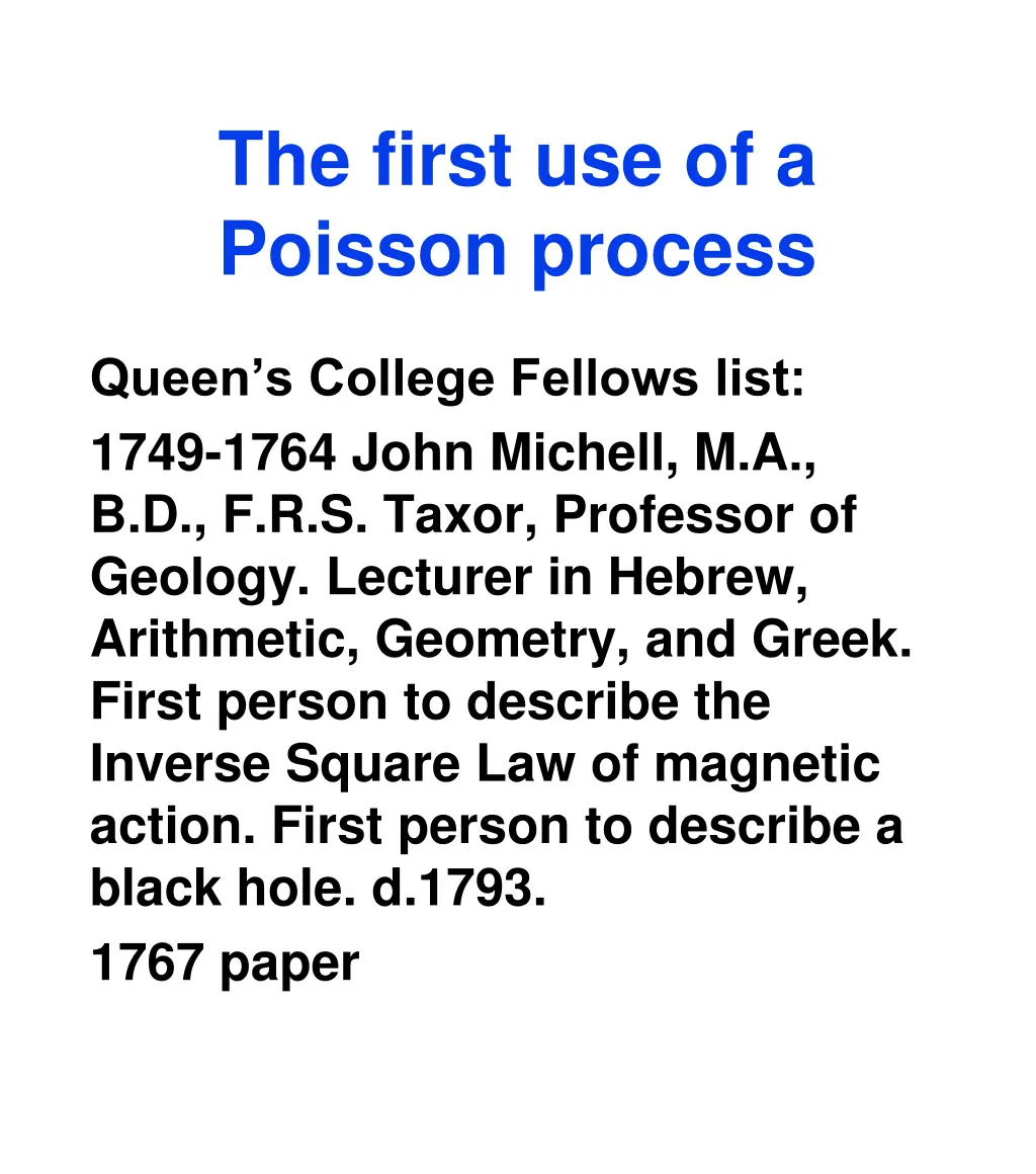 the first use of a poisson process