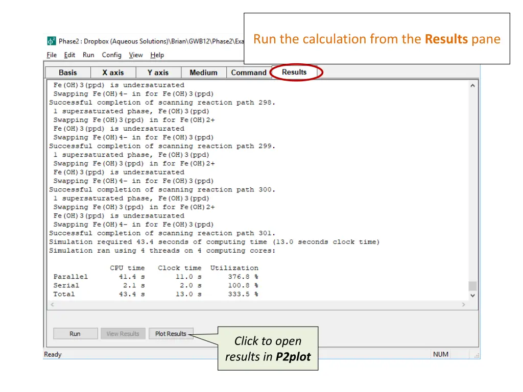 run the calculation from the results pane