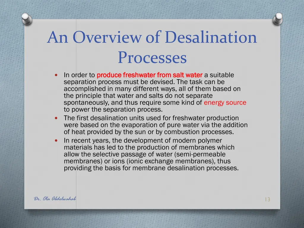 an overview of desalination processes produce