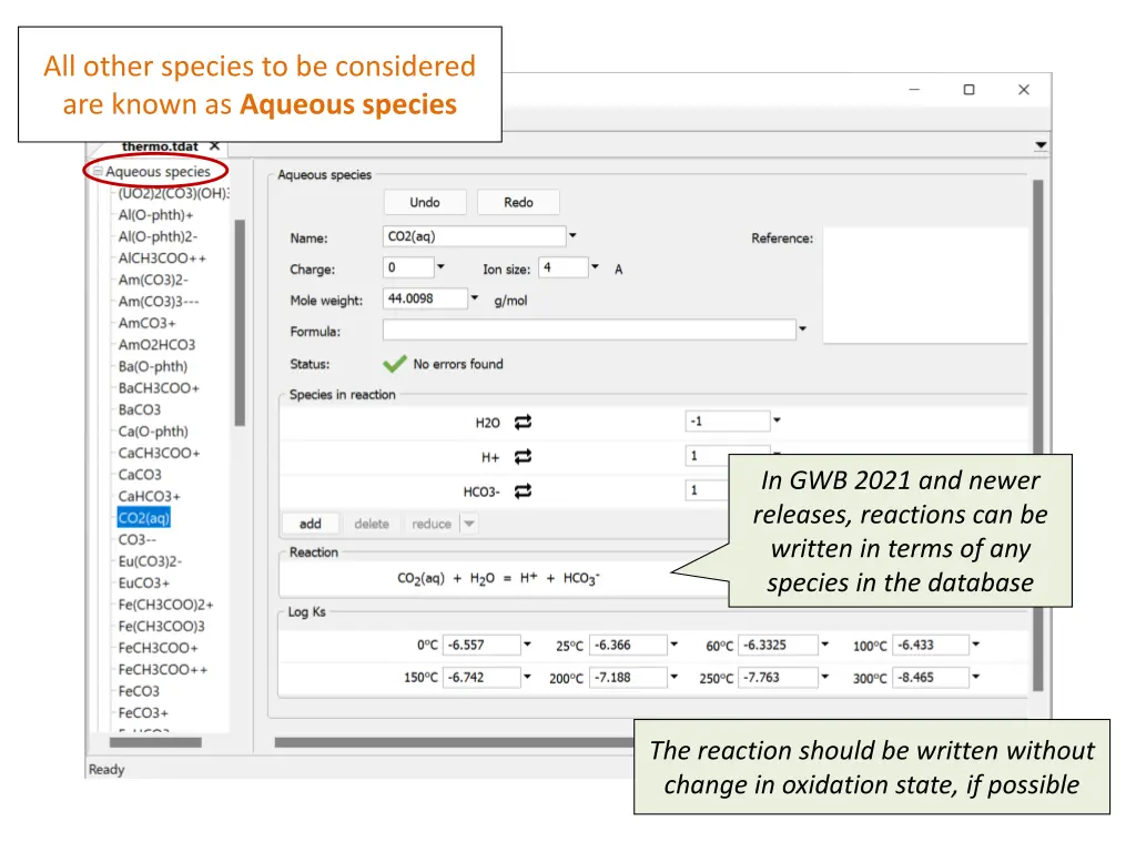all other species to be considered are known