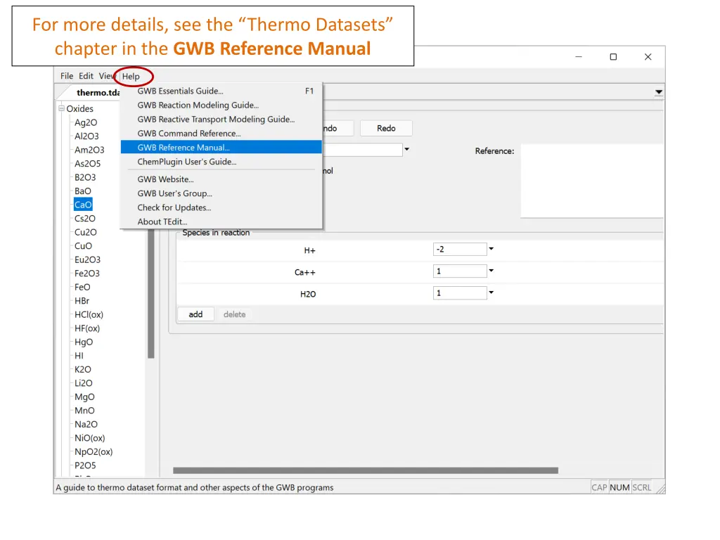 for more details see the thermo datasets chapter