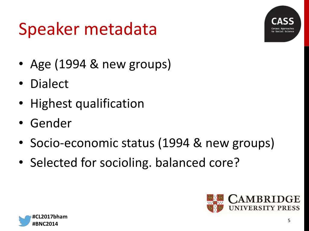 speaker metadata