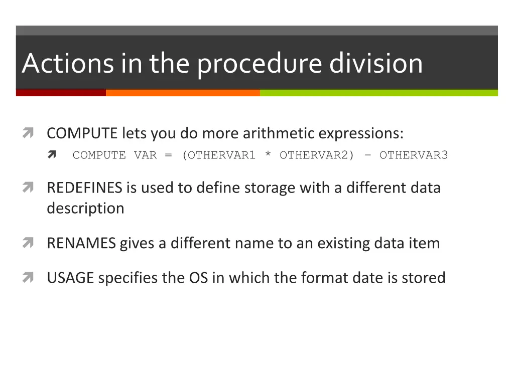 actions in the procedure division 3