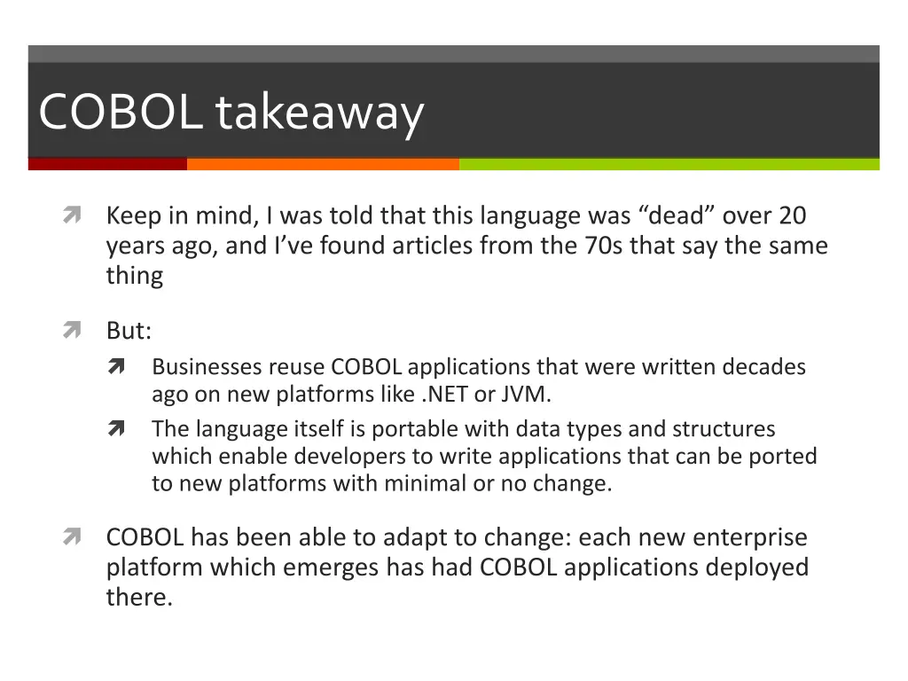 cobol takeaway