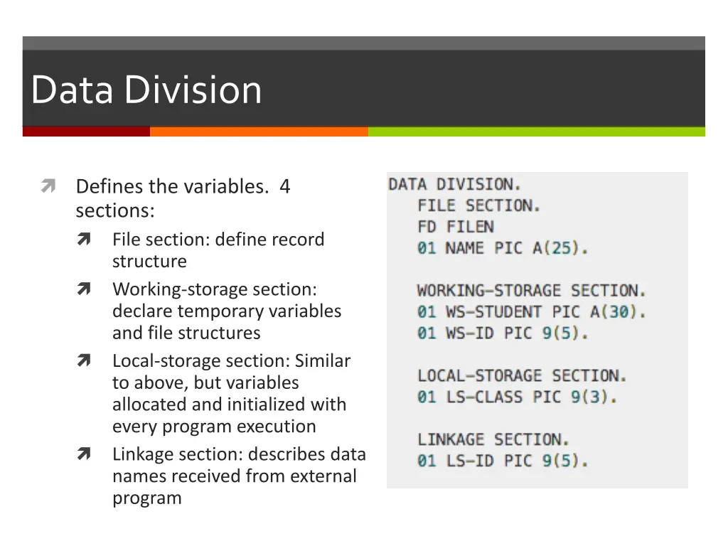 data division