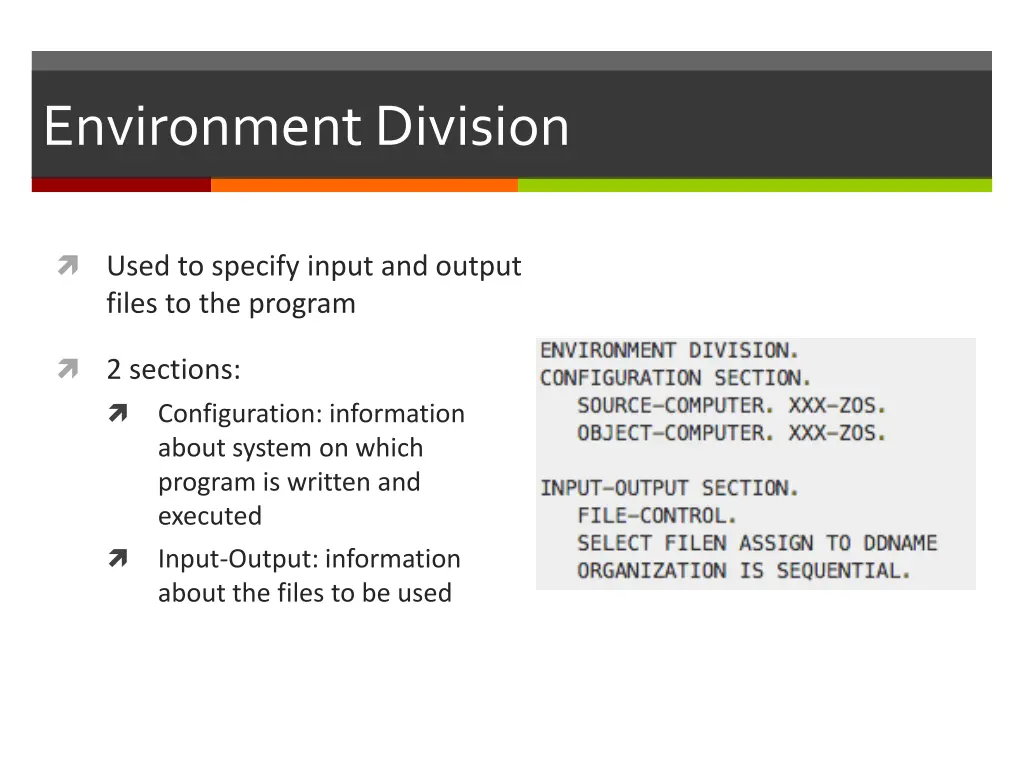 environment division