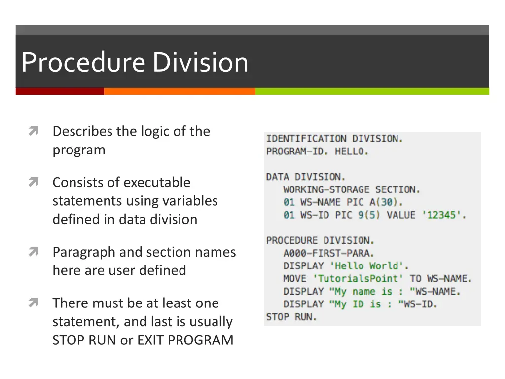 procedure division