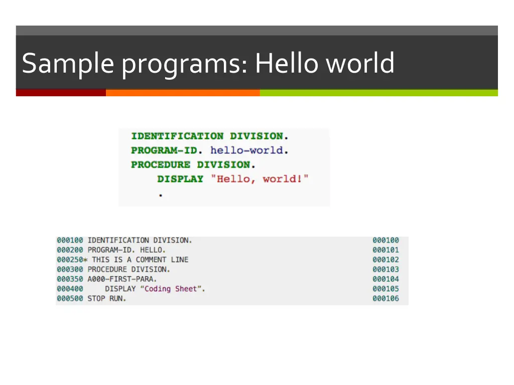 sample programs hello world
