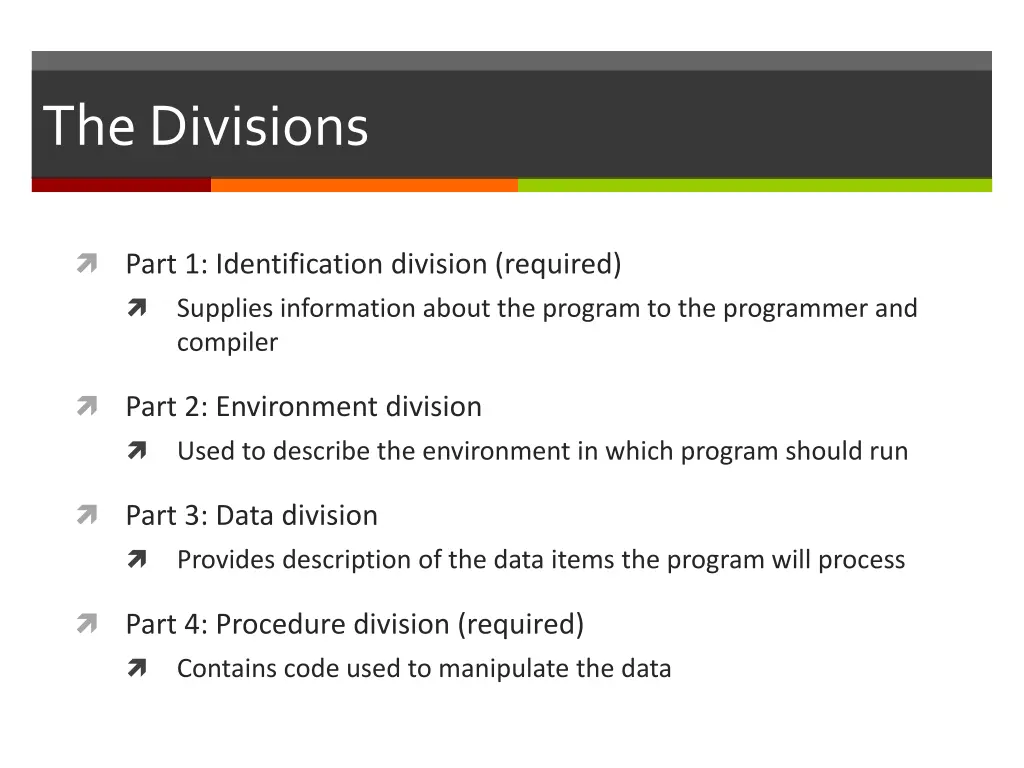 the divisions