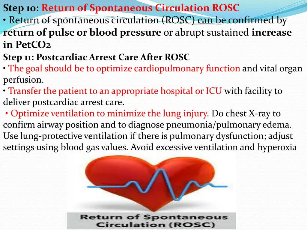 step 10 return of spontaneous circulation rosc