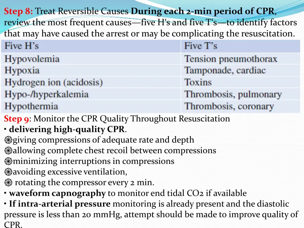 step 8 treat reversible causes during each