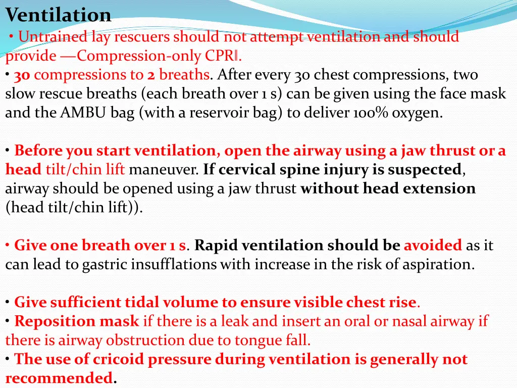 ventilation untrained lay rescuers should