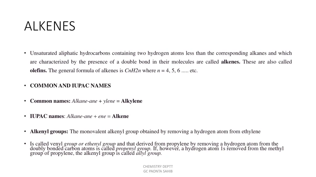 alkenes