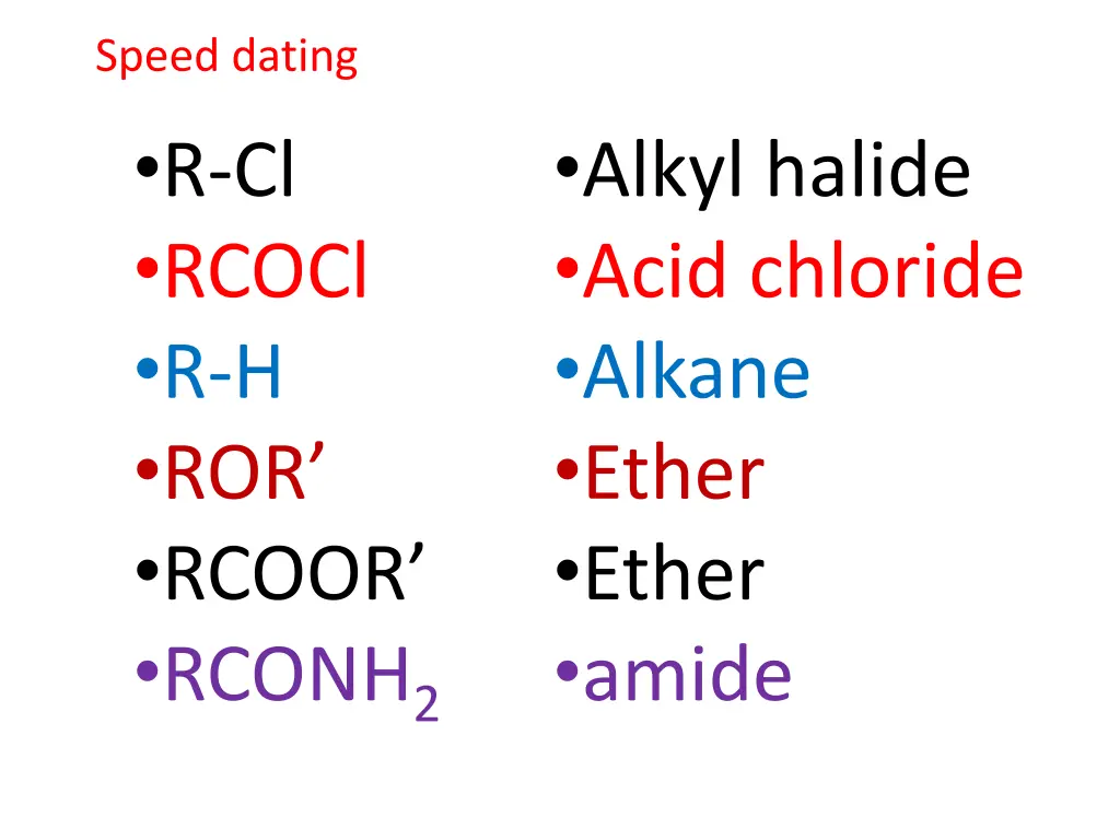 speed dating r cl rcocl r h ror rcoor rconh 2