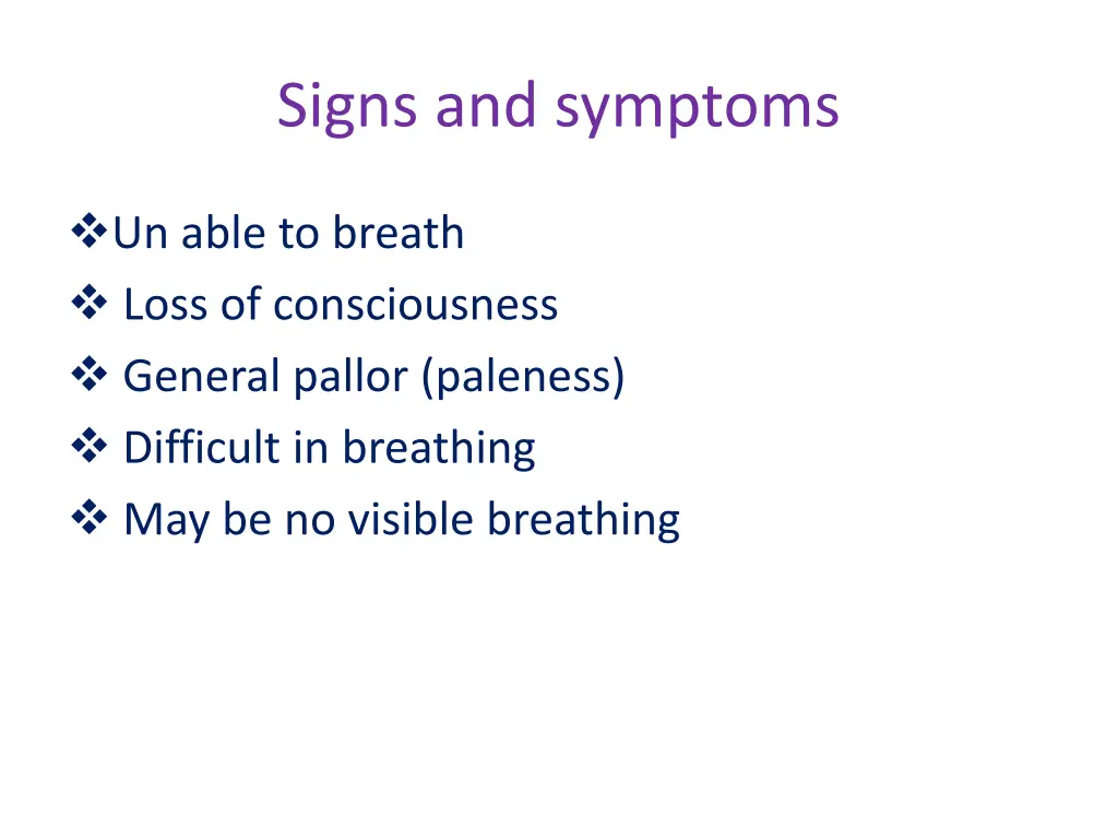 signs and symptoms