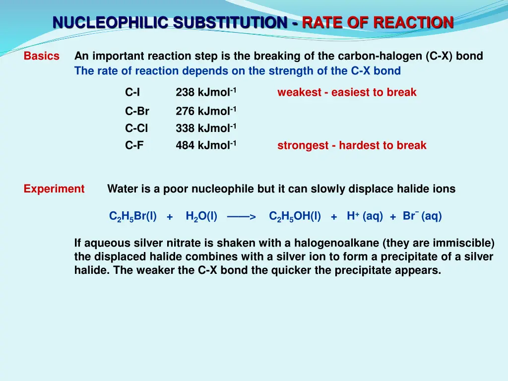 nucleophilic substitution rate of reaction 1