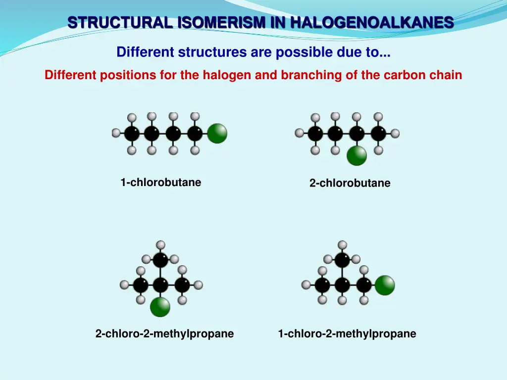 structural isomerism in halogenoalkanes