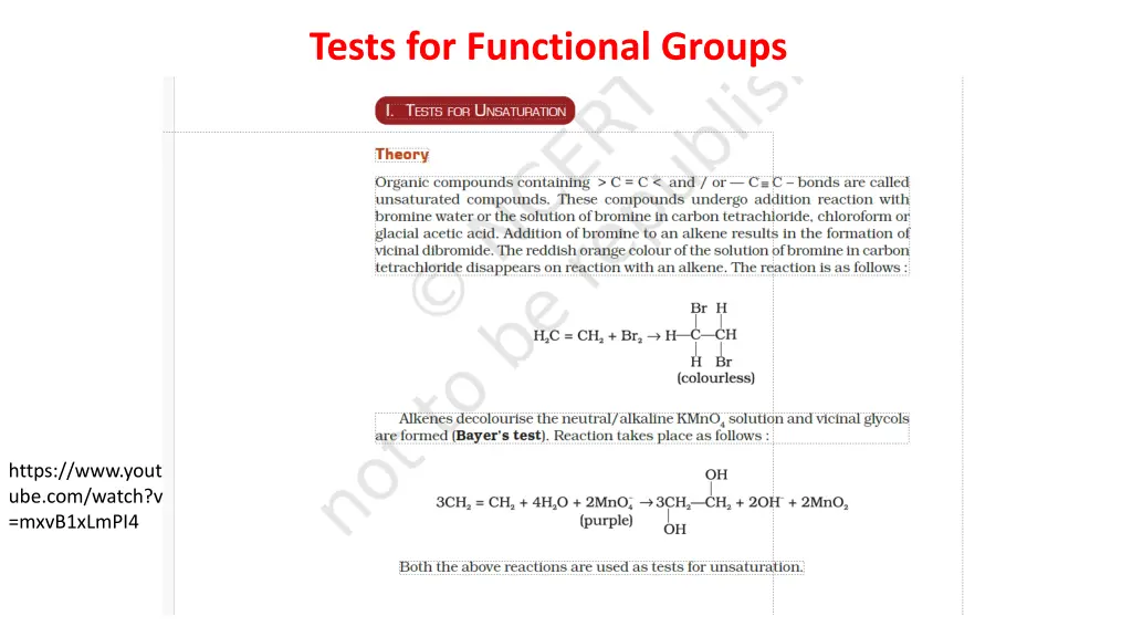 tests for functional groups