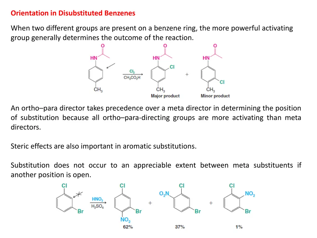 orientation in disubstituted benzenes