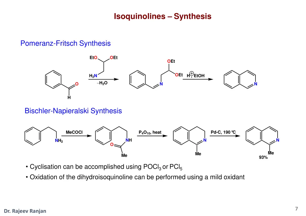 isoquinolines synthesis