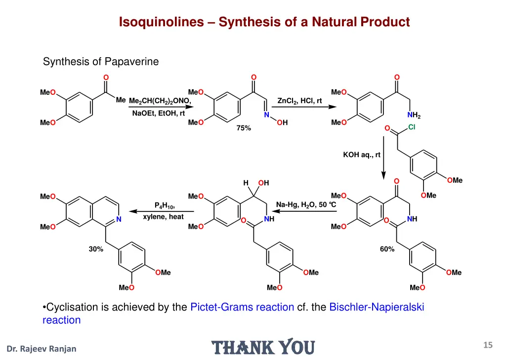 isoquinolines synthesis of a natural product