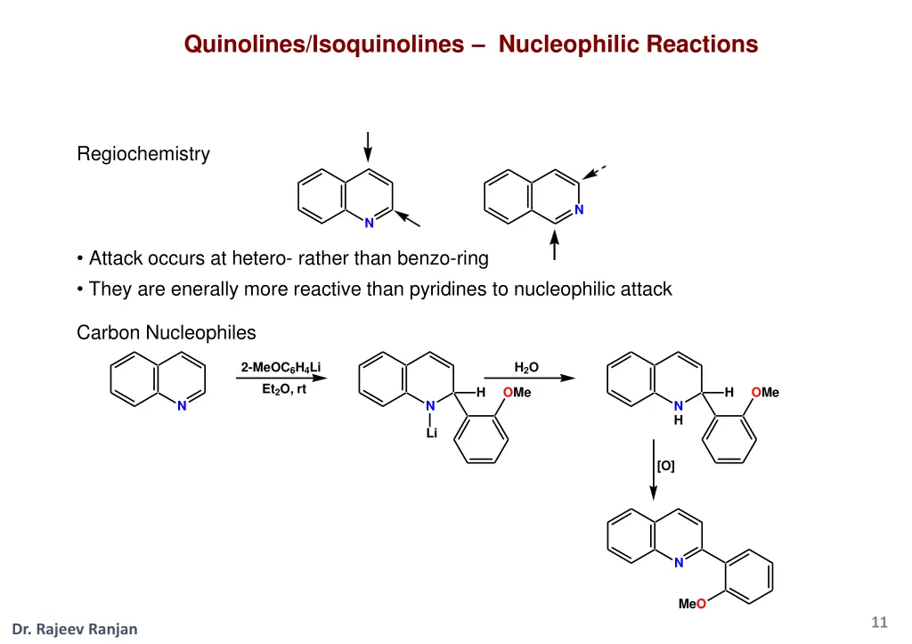 quinolines isoquinolines nucleophilic reactions