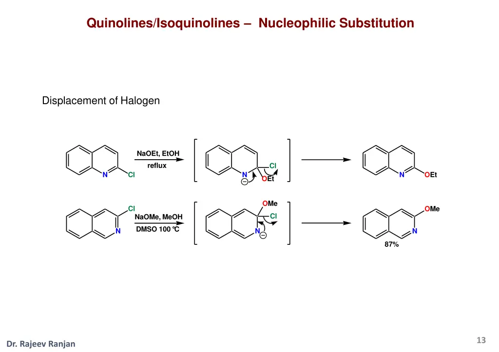 quinolines isoquinolines nucleophilic substitution