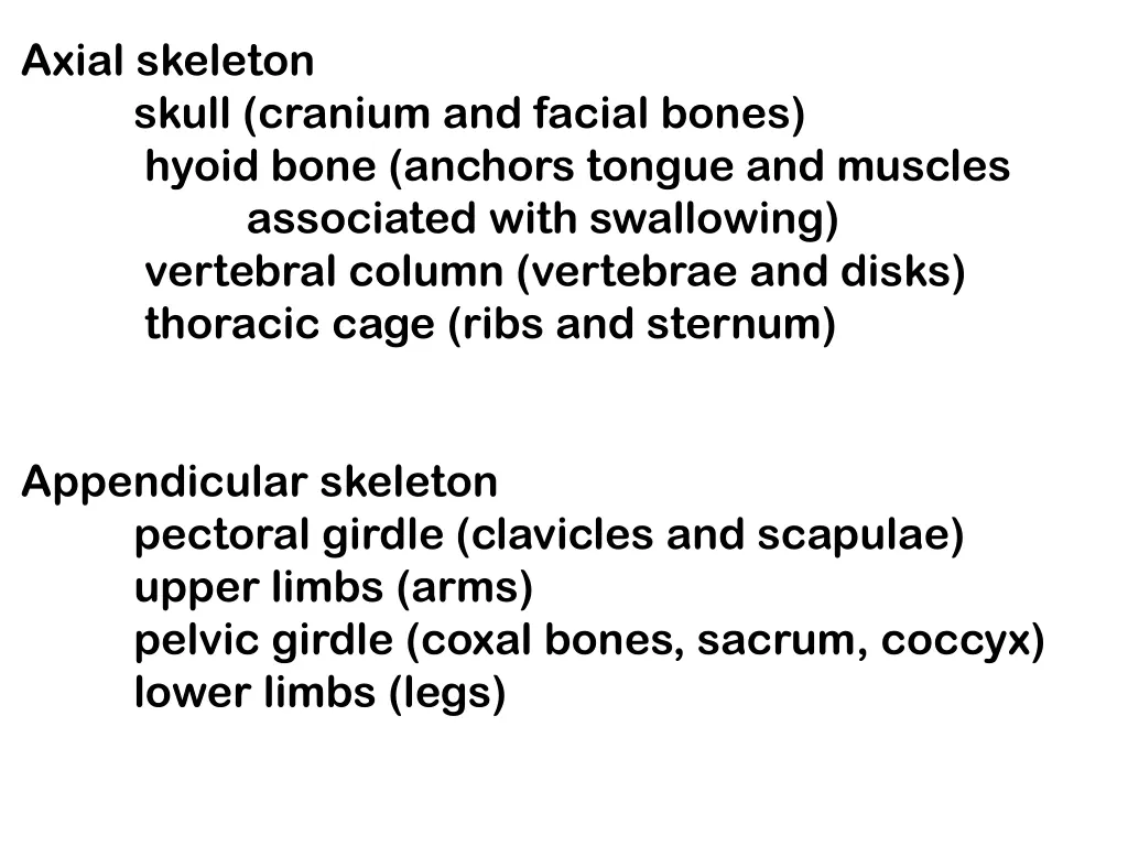 axial skeleton skull cranium and facial bones