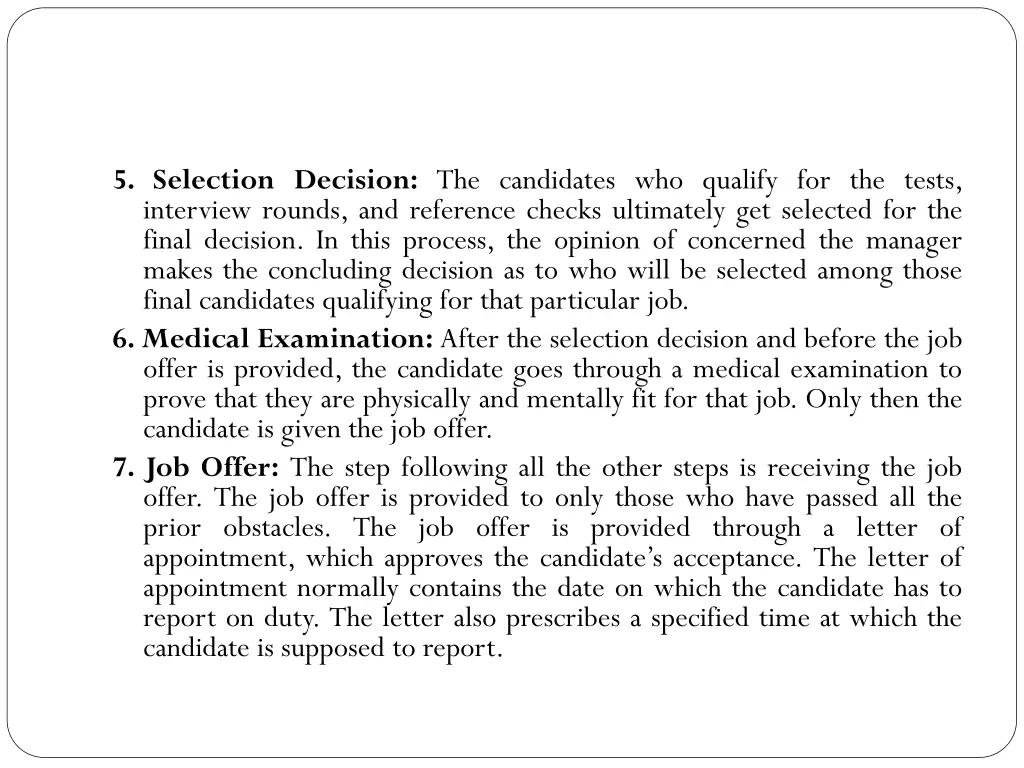 5 selection decision the candidates who qualify