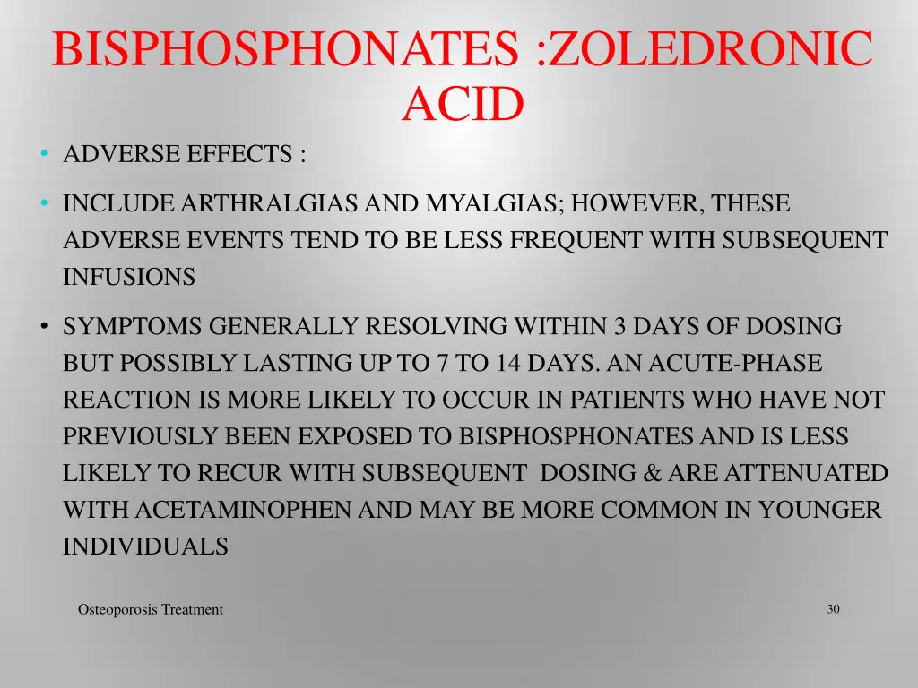bisphosphonates zoledronic acid adverse effects