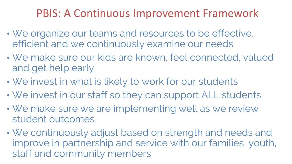 pbis a continuous improvement framework