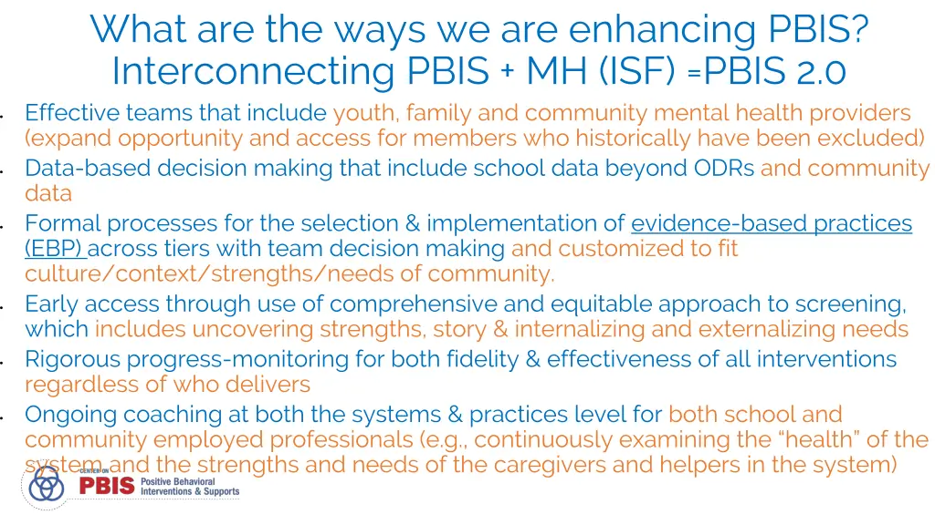 what are the ways we are enhancing pbis