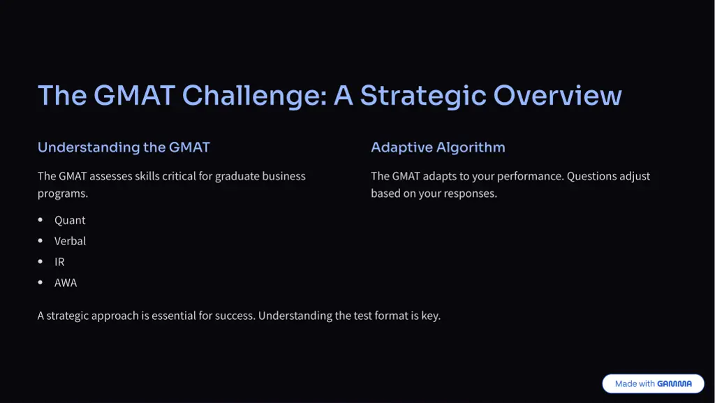 the gmat challenge a strategic overview