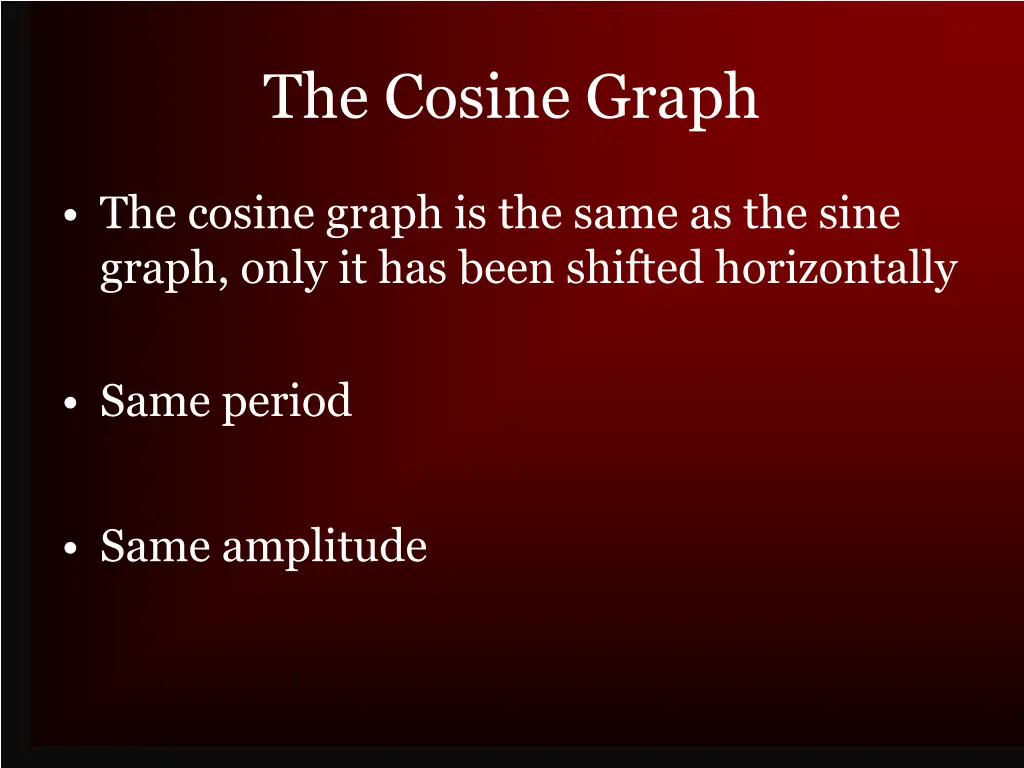 the cosine graph