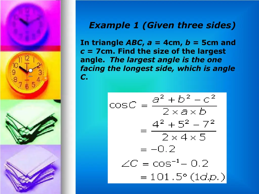 example 1 given three sides in triangle