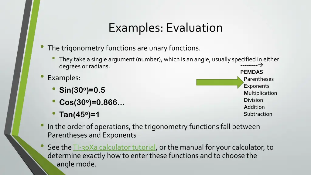 examples evaluation