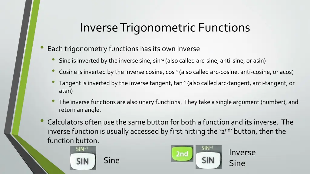 inverse trigonometric functions