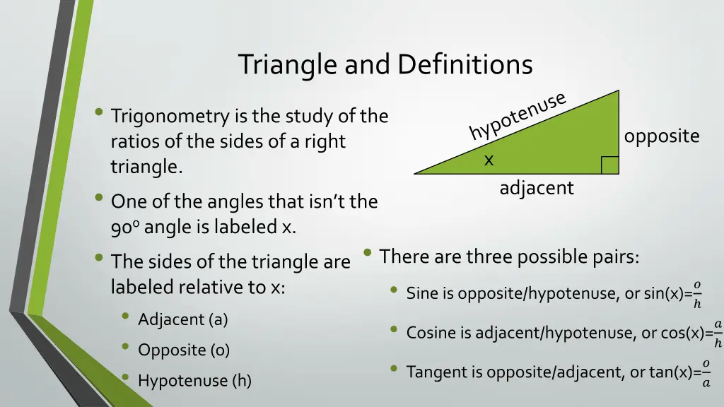 triangle and definitions trigonometry
